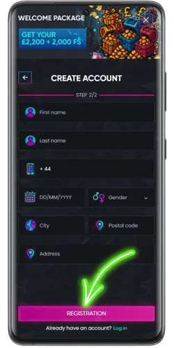 Optional personal details form at No KYC Casino